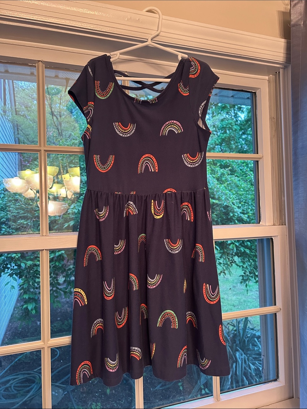 Epic Threads Navy Dress with Rainbow Print